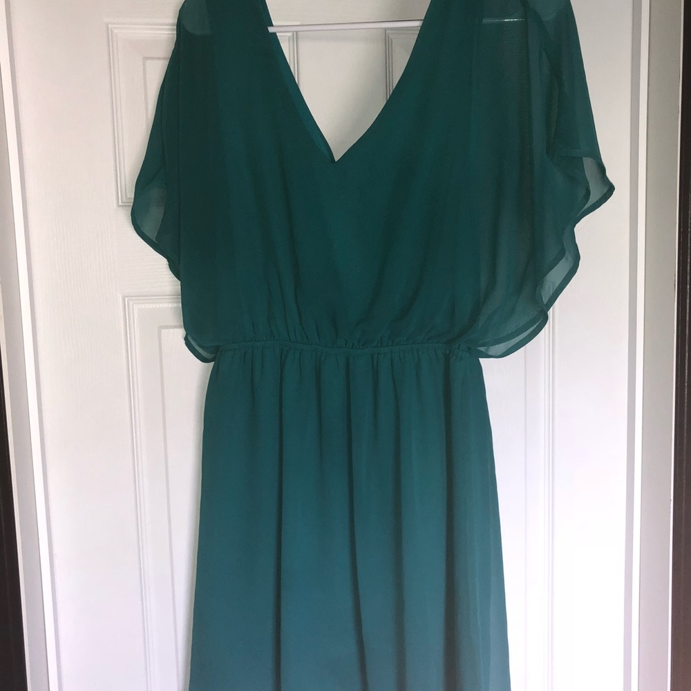 Green V-neck dress
